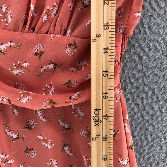 Haute Project Top Women Large Pink Floral Midi Prairie Sleeveless Kimono Open - Picture 11 of 13